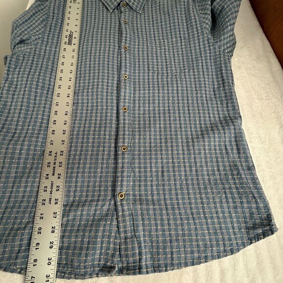 Carbon 2 Cobalt Mens Long Sleeve Checkered Button Up Shirt Large Cotton Blue - Picture 7 of 7